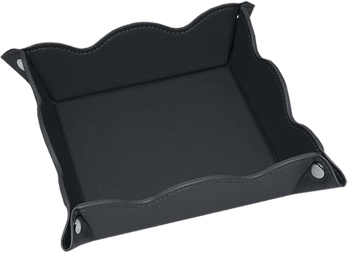 Valet Tray for Men Women - PU Leather Travel Catchall Tray Organizer - Desk Bedside Nightstand Storage Box for Jewelry Key Phone Remote Controller Wallet Watch Glasses Coin Readers -Black