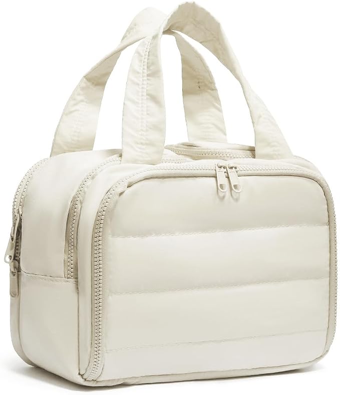 Puffer Travel Toiletry Bag – Large Capacity 11.8”L Makeup Organizer, 4 Compartments, Waterproof Wet/Dry Separation, Ultra-Light Taslan Fabric – Ideal for Business Trips, Gym, Family Vacation, Camping