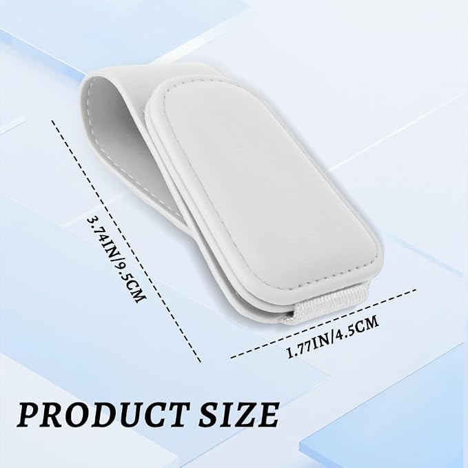 Sunglass Holder for Car, Car Sunglass Holder, Magnetic Leather Sunglasses Holder and Ticket Card Clip, Auto Multi-Functional Sun Visor Eyeglass Holders for SUV Pickup Truck (White)
