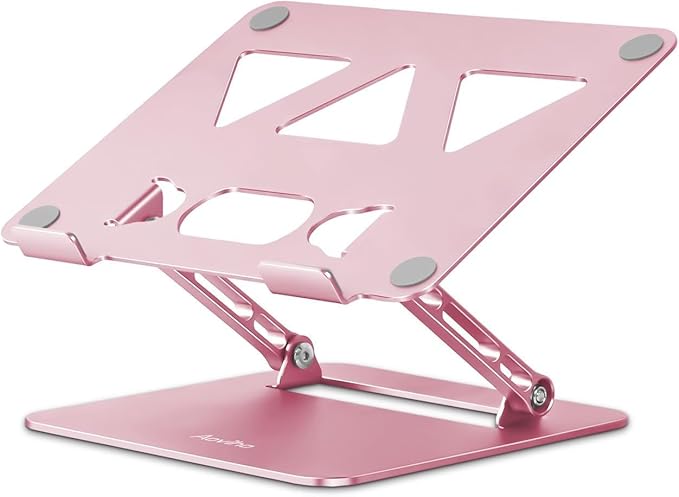 Laptop Stand Holder, Adjustable Desk Laptop Riser, Foldable Notebook Computer Stands for MacBook Air Pro HP Lenovo Dell Samsung Chromebook, Up to 15.6 inch, Rose Gold