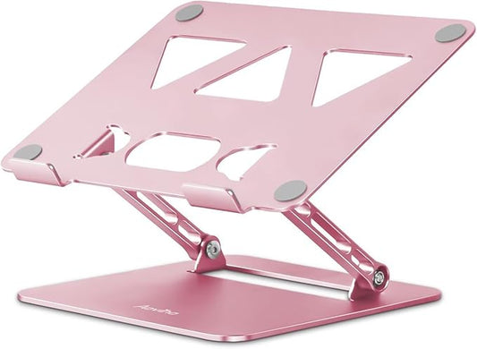 Laptop Stand Holder, Adjustable Desk Laptop Riser, Foldable Notebook Computer Stands for MacBook Air Pro HP Lenovo Dell Samsung Chromebook, Up to 15.6 inch, Rose Gold