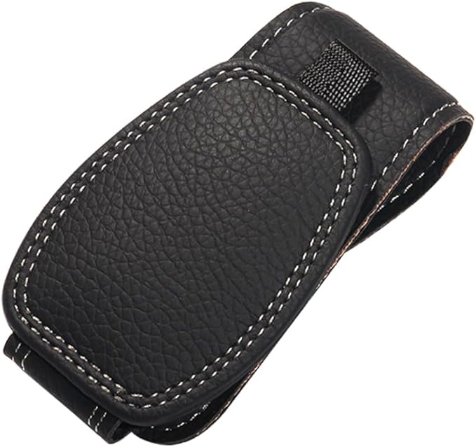 Sunglass Holder for Car Visor, Magnetic Leather Vehicle Sun Visor Storage Clip for Different Size Eyeglasses, Automotive Interior Glasses Ticket Card Clip, Universal for SUV RV Truck (Black)