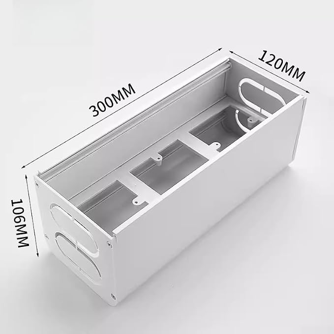 Aluminum Alloy Cable Management Box with Dustproof Brush, Silent Buffered Flip Lid Desk Wire Organizer, Embedded Mounting Desktop Cord Hider, Silver(bottom box)