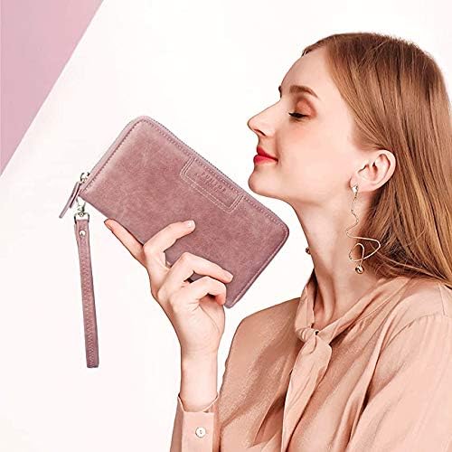 FT FUNTOR Wristlet Wallets for Women, Ladies PU Vegan Leather Clutch Wallet Zip around Phone Purse Card Holder Organizer