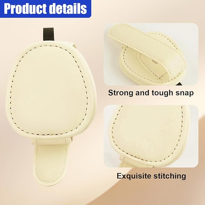 ZIMISI 2PCS Magnetic Sunglass Holder for Car Visor, Leather Glasses Holder for Different Size Eyeglasses, Clip on Sunglasses Clip, Ticket Card Clip, Car Visor Organizer (Beige)