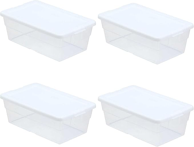 Sterilite Storage Box 13.5" X 8.3" X 4.8", 6 Qt. Clear - Pack of 4