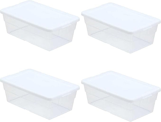 Sterilite Storage Box 13.5" X 8.3" X 4.8", 6 Qt. Clear - Pack of 4