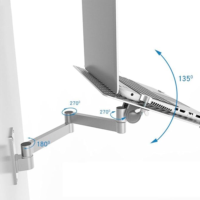 XINGAKA Wall Mounted Laptop Stand, Multifunctional Adjustable Holder Wall Mount Foldable Laptop Holde Notebook Stand with Mouse Tray
