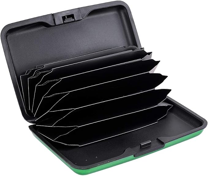 ELFISH RFID Blocking Credit Card Protector Aluminum ID Case Hard Shell Business Card Holders Metal Wallet for Men or Women (green)