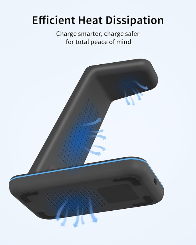Wireless Charger for iPhone Charging Station: 3 in 1 Phone Charger Stand for iPhone 17/16/15/14/13/12/11/SE/X Pro Max Plus - Apple Watch 11/10/9/Ultra 2/8/SE/7/6/5 - AirPods 4/Pro 2/3