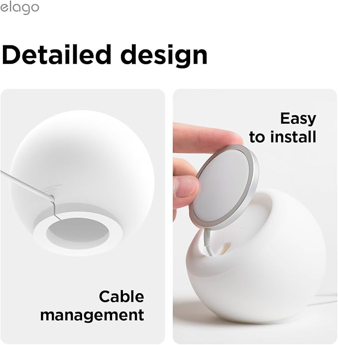 elago MS2 Charging Stand Compatible with MagSafe Charger - Premium Silicone, Compatible with iPhone 17/16/15/14/13/12 Series, Designed for MagSafe Stand [White] [Charging Cable Not Included]