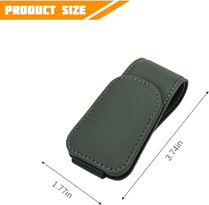 Sunglasses Holder for Car Visor, Microfiber Leather Magnetic Sun Visor Eyeglasses Hanger & Ticket Card Clip, Multi-Function Automotive Interior Glasses Mount, Universal Fit (Black Green)