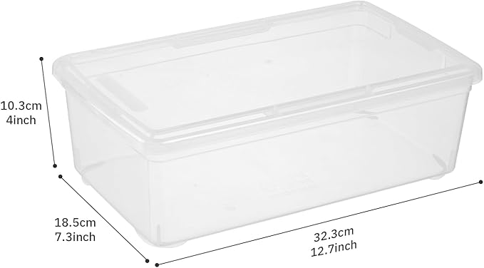 Stackable Clear Storage Bins with Lids Shoe Boxes 12 Packs Plastic Storage Containers 6 Quart Latching Plastic Shoe Boxes With Lids (Clear)