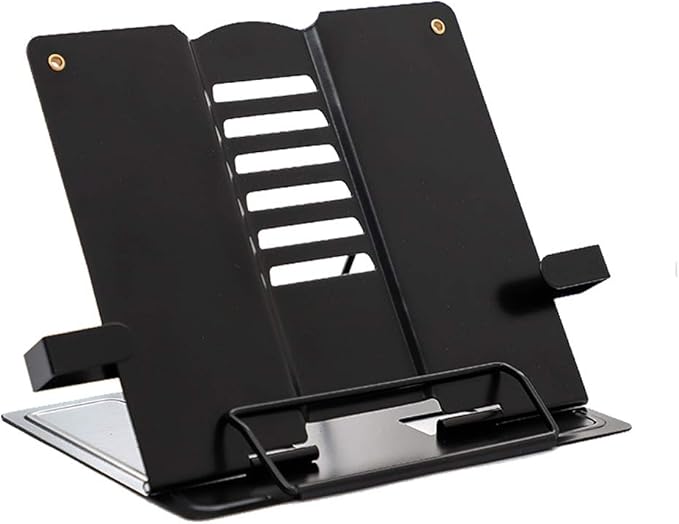 Metal Adjustable Book Stands, Adjustable Reading Stand Book Holder Stand Cookbook Reading Desk Portable Sturdy Bookstands - Music Books Textbooks Recipe, Black