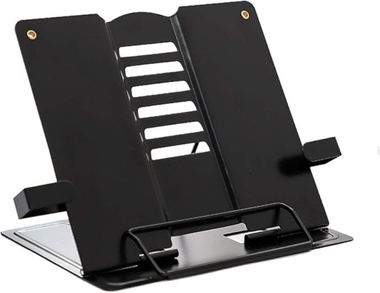Metal Adjustable Book Stands, Adjustable Reading Stand Book Holder Stand Cookbook Reading Desk Portable Sturdy Bookstands - Music Books Textbooks Recipe, Black