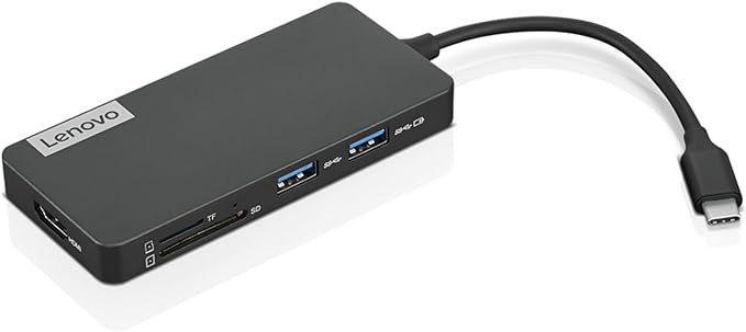 Lenovo ??USB-C 7-in-1 Hub ??Computer Networking Laptop Accessory ??Laptop Docking Station - 4K via HDMI, 3 USB-A devices, 2 SD/TF Card Readers USB-C Power Pass Through