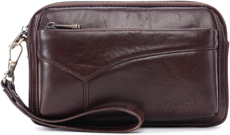 KPYWZER Leather Clutch Purse Wallet Men Wrist Bag