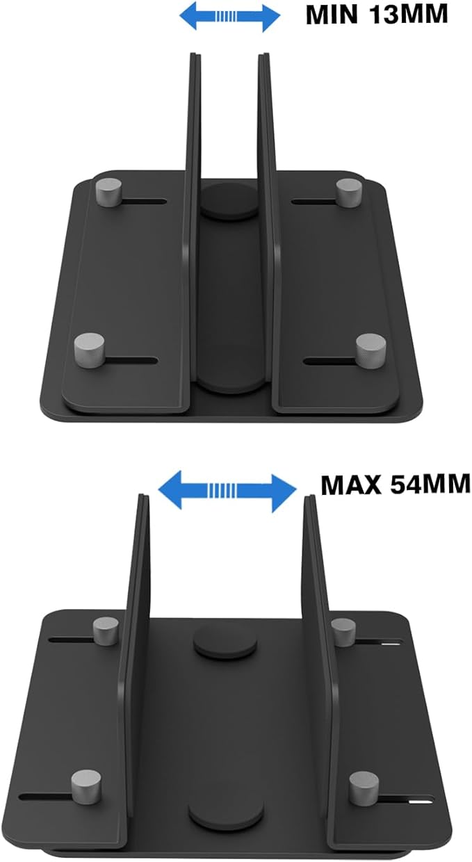 Adjustable Metal Desktop Stand Holder for Laptop, Mac mini M1/M2/M4, Router, Switch, Mini PC,MacBook, Keyboard ??13mm to 54mm Width, Space-Saving, Sturdy & Scratch-Proof
