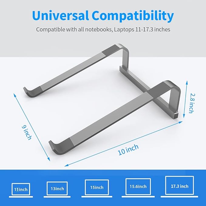 LENRUE Laptop Stand for Desk，Stable MacBook Pro Stand，Ergonomic Aluminum Computer Riser for 12 13 15 16.2 inch ，Computer Cooling Stand for Mac MacBook Pro Air,HP, Dell, More PC Notebook (Space Gray)