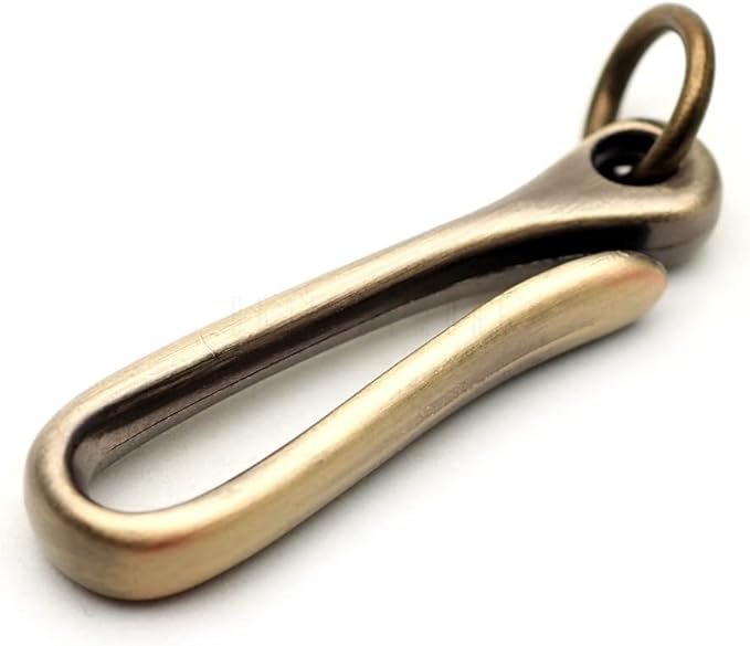 CRAFTMEMORE Japanese Fish Hook Keychain Wallet Holder Belt Clip Leathercraft Accessories 2" Long Pack of 2 (Brushed Brass)