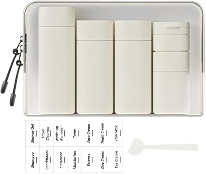 5 Pack Brief and Fashion Travel Bottles TSA Approved, BPA Free Travel Size Travel Containers Refillable Squeeze Bottles for Cosmetic Shampoo Cream Conditioner Lotion Soap… (Nordic white)