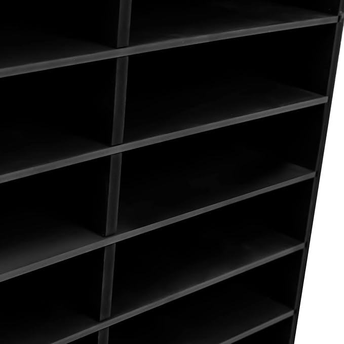 Literature Organizer 12 Slots, Compartments Mail Sorter Organizer, Adjustable Desktop File Organizer with Removable Shelves, Paper Organizer for Home Office School (Black, 12 Slots)