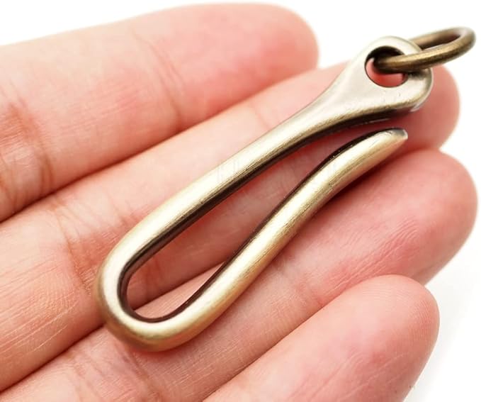 CRAFTMEMORE Japanese Fish Hook Keychain Wallet Holder Belt Clip Leathercraft Accessories 2" Long Pack of 2 (Brushed Brass)