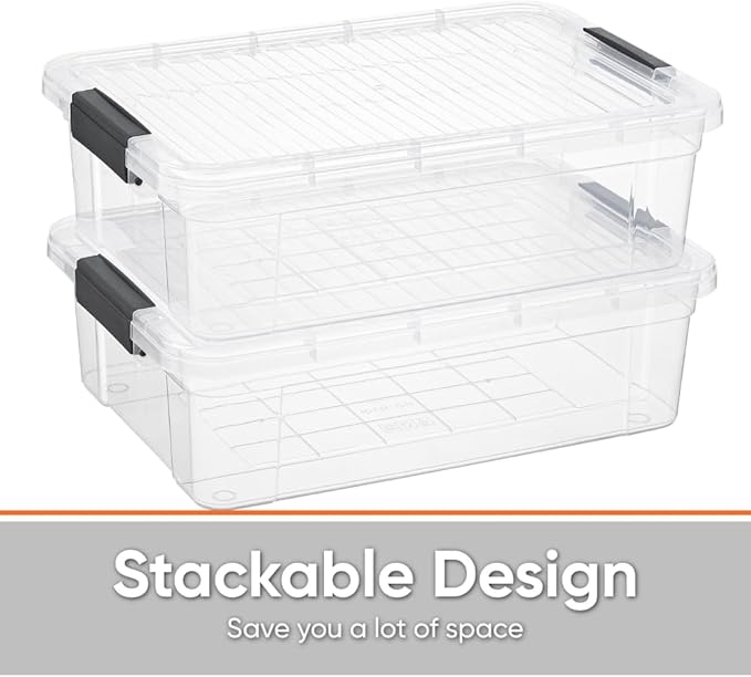 Superio Storage Bins with Lids, Clear Plastic Containers for Organizing, Stackable Totes, BPA Free, Odor Free, Organizer Boxes for Home, and Dorm (3 Pack, 22.75 Qt)