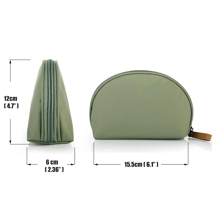 Hekyip Half Moon Cosmetic Beauty Bag for Purse Travel Handy Makeup Pouch for Women Girls (Green)