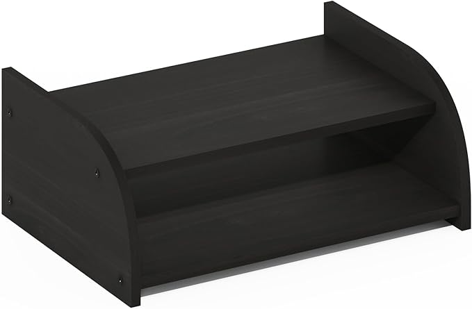 Furinno Classic Desk Organizers and Accessories, 2-Tier Monitor Riser, Office Organization, Desk Top Book Shelf, for Office Supplies, Office Desk Accessories, Dark Espresso