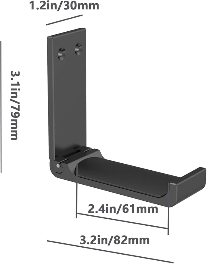 Headphone Stand Hanger,Headset Holder Mount,Aluminum Hook with Strong Adhesive Tape for Headphones (H03-Black-1PCS)