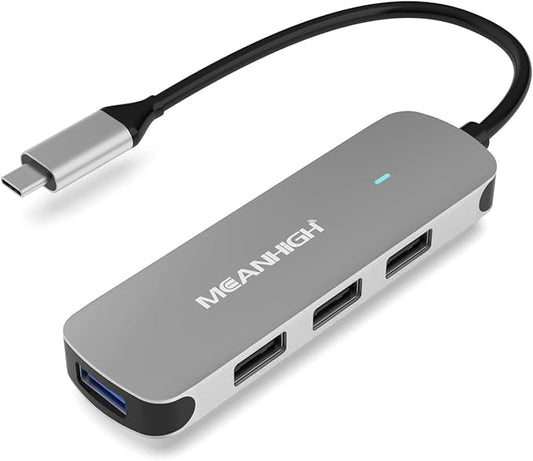 USB C Hub 4 Ports, MEANHIGH Multiple USB 3.0, 2.0 Splitter Portable USB C to USB Adapter for Laptop, Plug and Play Mini USB Extender for PC, Flash Drive, Mobile HDD