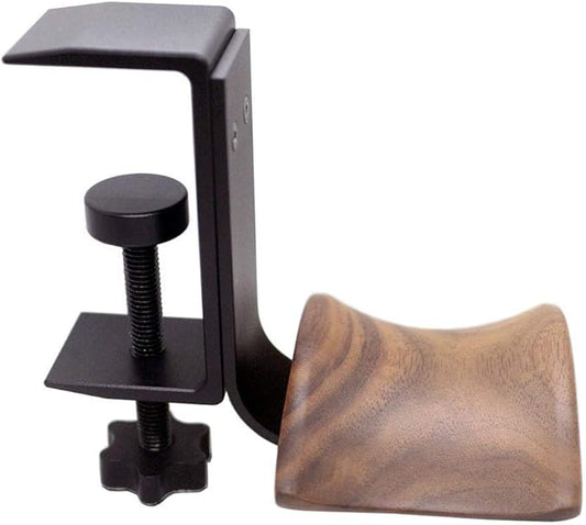 YANGMEI Walnut Wood Clamp Type Headphone Holder Stand Hanger Bracket Headphone Headset Hanger Holder Clamp Rack Hook Under Desk Table Headphone Hanger Holder for Audio,Studio & Gaming Headphones