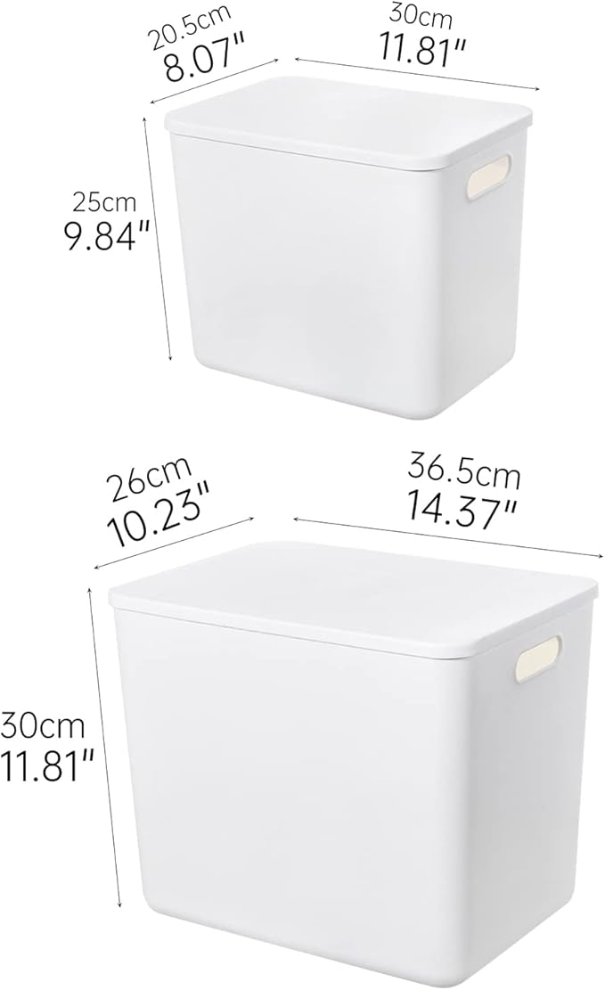 Yishyfier Plastic Storage Baskets Bins Boxes With Lids,Organizing Container White Storage Organizer Bins For Shelves Drawers Desktop Playroom Classroom Office,6-Pack(4XL+2L)