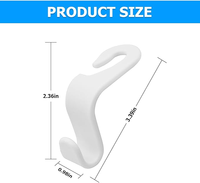 4PCS Car Back Seat Headrest Hooks, Rear Car Seat Storage Headrest Hanger Holder Hooks Organizer, Universal Auto Interior Accessories for Bag Purse Handbag Cloth Coats Grocery (White)