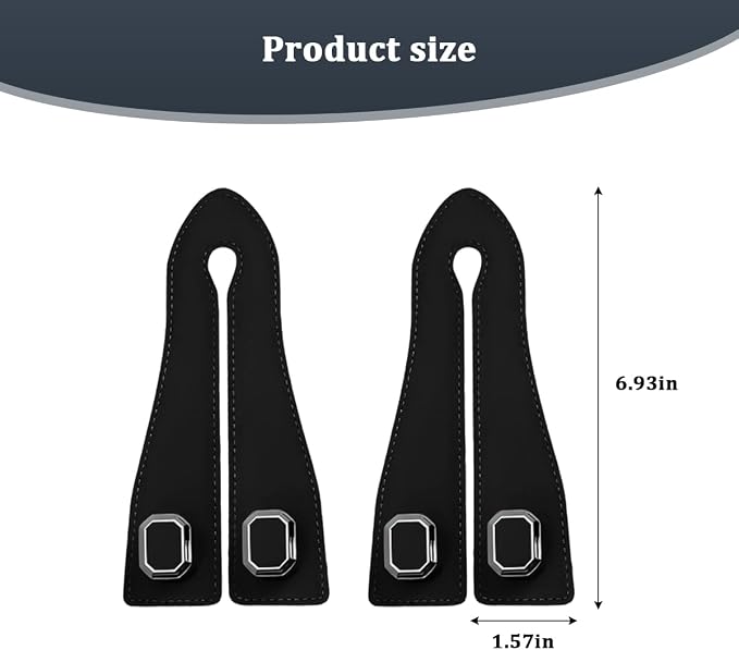2PCS Car Headrest Hooks, Nappa Leather Metal Vehicle Double Seat Back Storage Hook for Purse Bag Coat, Multifunctional Automotive Interior Hanging Hanger, Universal Fit (Black)