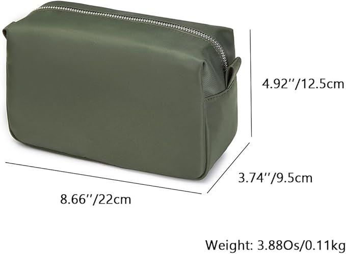 Organizer Bag Lightweight Cosmetic Bag with Ring Clasp Perfect Travel Makeup Bag for Women nylon Stand Up Design (Army Green/Nylon)