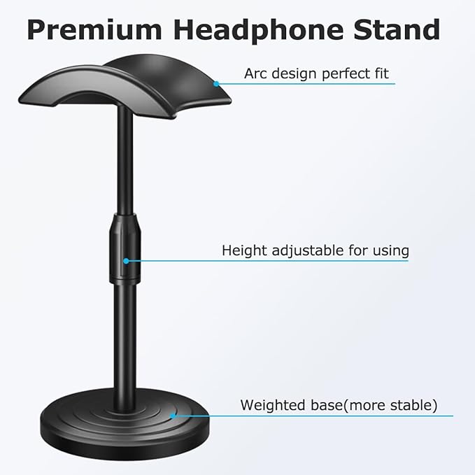 Headphone for Desk Hanger Holder Organizer Keeper Racks Storage Mount Gaming Headset Stand Premium Functional Craftmanship Headset Stand (Black)