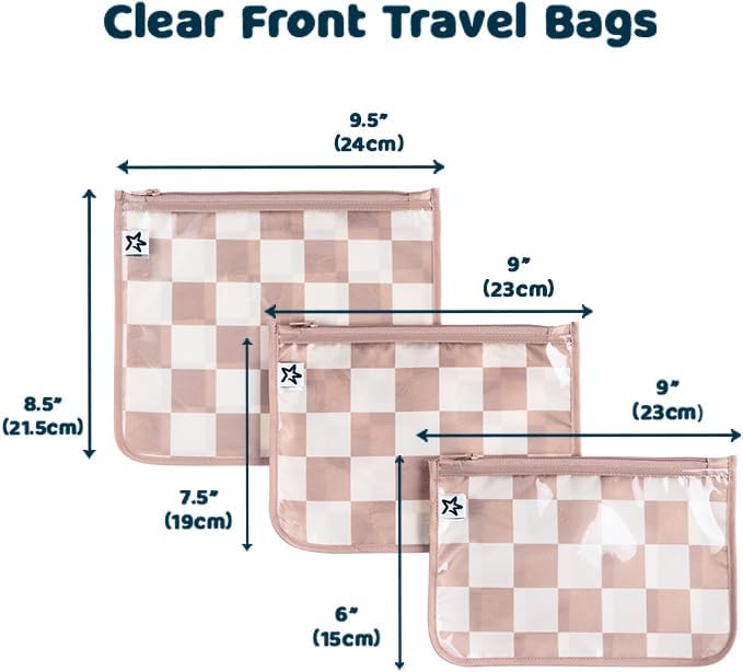 Tiny Twinkle Diaper Bag Organizing Pouches|3 Pack Mess-Proof Clear Front Travel Organizer Bags&TSA Approved Toiletry Bag Set for Baby and Mom Essentials