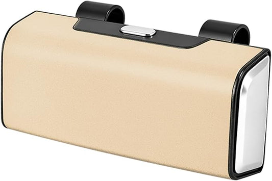 Car Sunglasses Holder for Sun Visor, Button Leather Eyeglass Hanger and Interior Storage Box