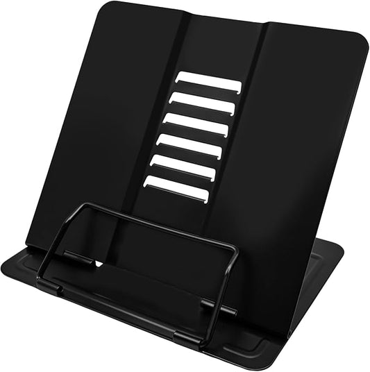 Book Stand, Book Holder, Book Stand for Reading – for Desk & Music | 6 adjustable angles, sturdy metal anti-slip, foldable & compact, holds cookbooks & tablets, great for students