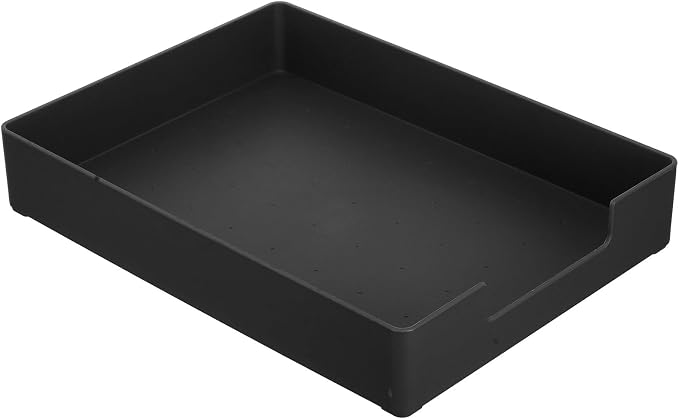 Homoyoyo A4 Black Plastic Paper Tray File Organizer Box with Compartments Stackable Desktop Storage Case for Office Documents and Stationery