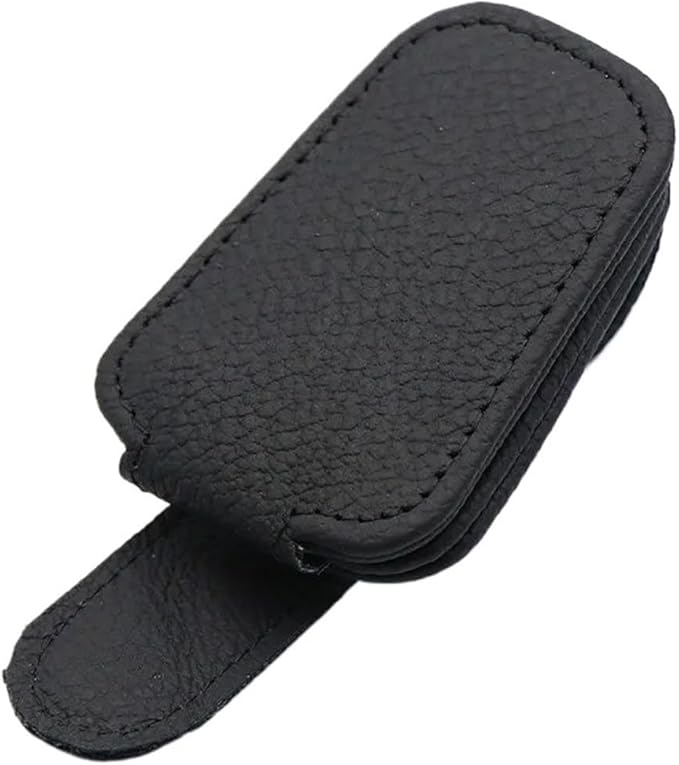 Car Glasses Cases for Sunglass Holder Car Visor Sunglasses Clip Magnetic Leather Glasses Black/1PCS (Black)
