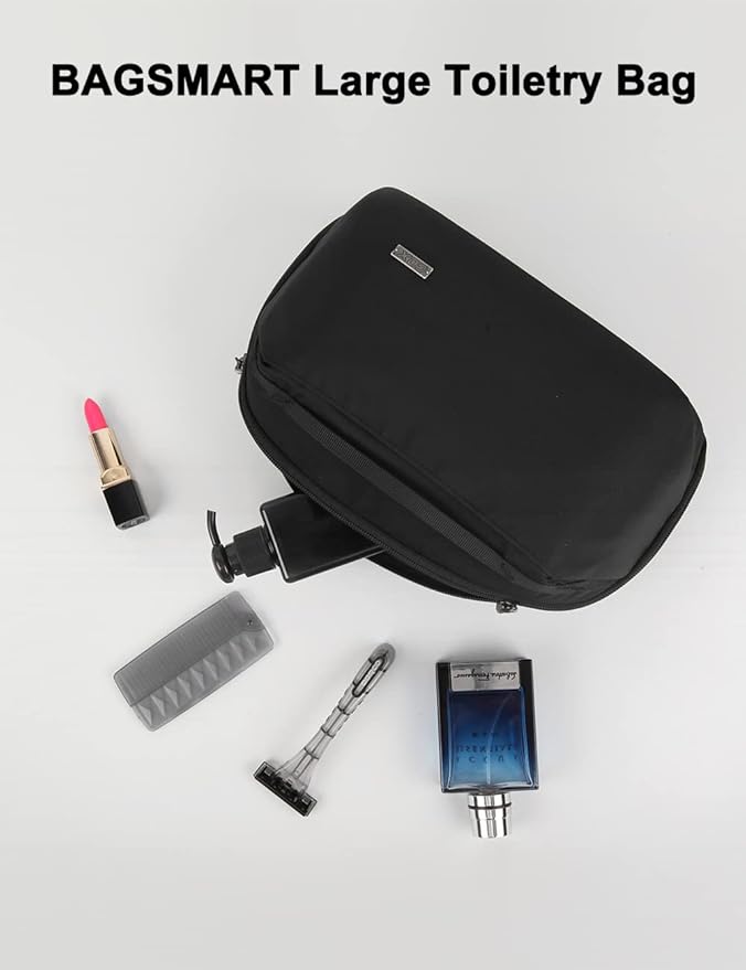 GOX Mens Toiletry Bag, Dry Wet Separate Travel Bag, Dopp Kit Case For Travel, Small Hanging Cosmetics Organizer Pouch (Black)