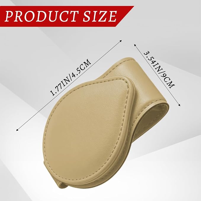 Sunglasses Holders for Car Visor, PU Leather Car Organizer, Magnetic Glasses Holder and Ticket Card Clip, Multi-Functional Auto Sun Visor Eyeglass Holder for Most Vehicles (Beige)