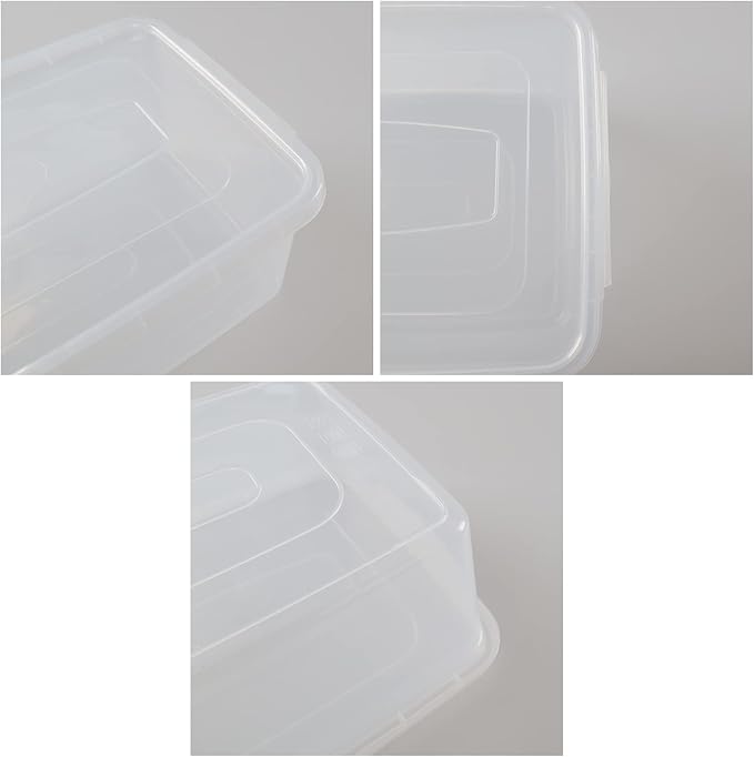 4-pack Clear Plastic Latching Storage Box Tote Bins with Lids, 14 Quarts
