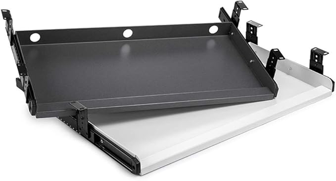 Keyboard Tray Under Desk Heavy-Duty Metal Slide-Out Platform Drawer Tray (Gray)