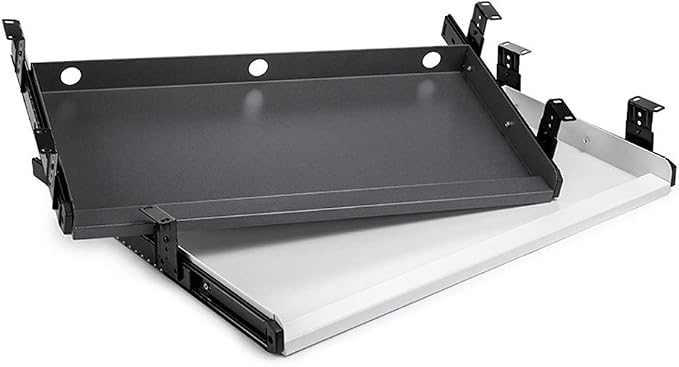 Keyboard Tray Under Desk Heavy-Duty Metal Slide-Out Platform Drawer Tray (White)