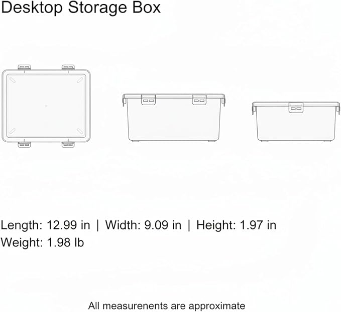 1 Pack Desktop Storage Box with Lid, Slim PP Plastic Organizer for A4 Papers and Office Supplies, Stackable Drawer Tray