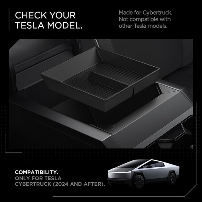 Spigen Center Console Organizer Tray Designed for Tesla Cybertruck Accessories 2026/2025/2024/2023 (Bottom) (Carbon Edition)